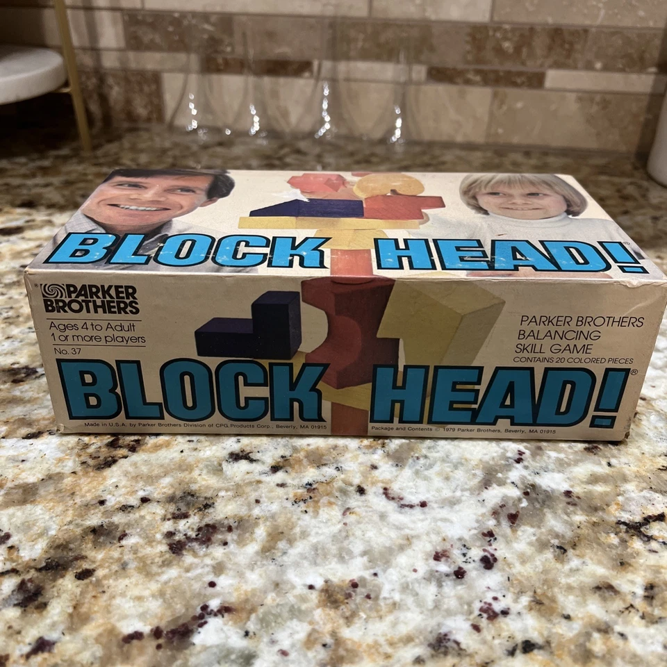 VINTAGE PARKER BROTHERS BLOCK HEAD! BALANCING SKILL GAME 20 PIECES 1979 NO. 37 - Image 3 of 4