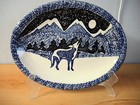 1 VINTAGE FOLK CRAFT "WOLF' OVAL 14" PLATTER — photo 1