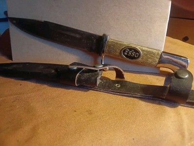 Vintage Esso Oil Fixedblade Knife W/sheath Bisalcorte Vg Cond 10 In