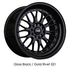17x7 Black Gold Rivets Wheels Xxr 521 5x1005x114.3 38 Set Of 4 73.1