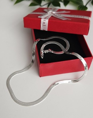 925 Sterling Silber Fischgrät Halskette 45 cm 18'' 4 mm flach Kette Damen Geschenk