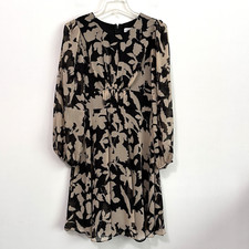 Calvin Klein Jewel Neck Chiffon Dress 4 Long Sleeve Party Cocktail Short Lined