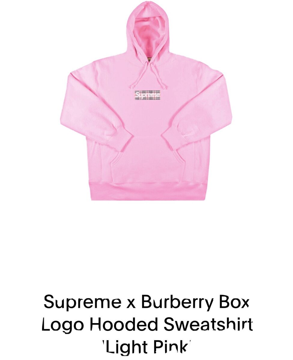 Supreme Burberry Box Logo Hooded Sweatshirt Light Pink X-Large ORDER  CONFIRMED