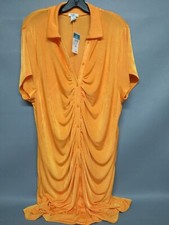 NEW Rue+ Women's Short Sleeve Button Up Knee Length Orange Dress Size 4X