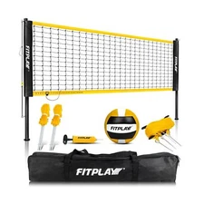 FITPLAY Portable Volleyball Net Outdoor, Professional Volleyball Net System w...