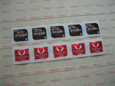 5x RYZEN 5 STICKER 17mm x 19mm + 5x RADEON GRAPHICS STICKER 16.5mm x 19.5mm