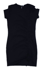 H&M Divided Fitted Drawstring Detail Bodycon Dress Black Short Sleeve Womens L