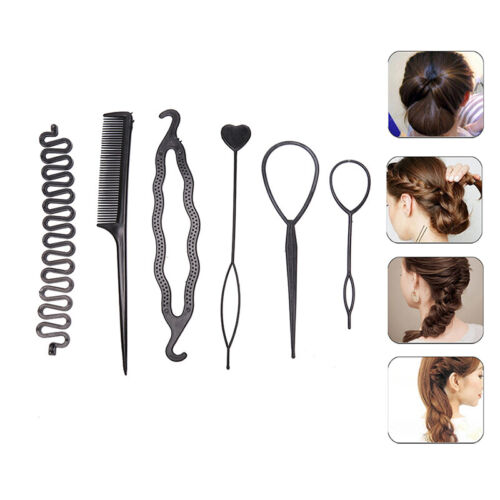 6pcs/set Hairstyle Braiding Tools Pull-through Hair Needle Dispenser Hair Comb❤ - Picture 1 of 12