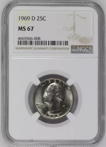 1969-D 25C Washington Quarter Dollar NGC MS67  4665566-008