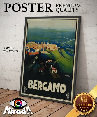 Poster Plakat Vintage Bergamo City Kunst Italien Turismo Reise Top Quality