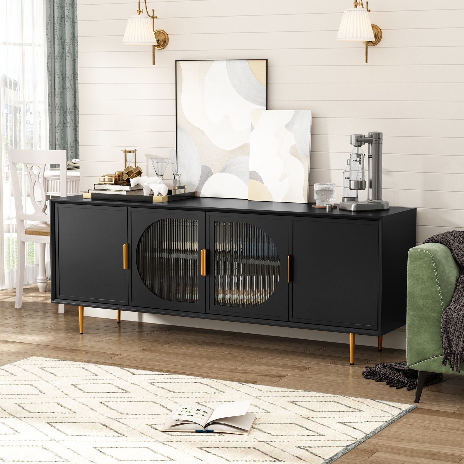 For Tv Up To 75" Modern Entertainment Center With Gold Leg