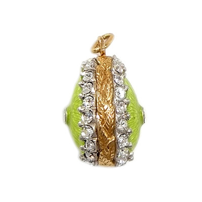 Pendentif Œuf Fabergé Style - Argent Plaqué Or, émail Et Strass - Neuf Avec étiquettes