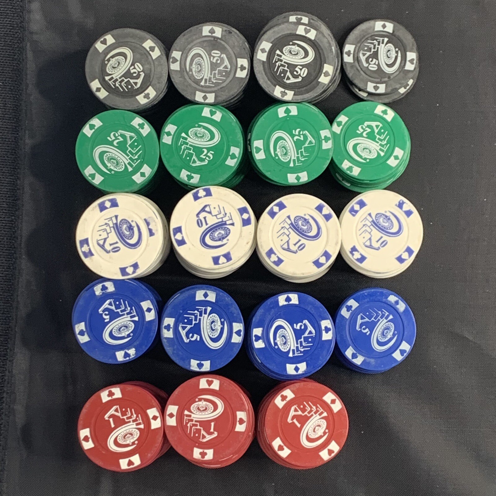 250+ Vintage Clay Roulette Wheel 4 Aces Denominational Poker Chips eBay