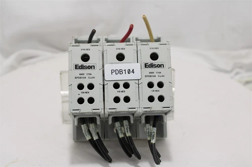 Edison DIN Power Distribution Block EPDB104 | 175A | 600V AC/DC | 1-In/4-Out