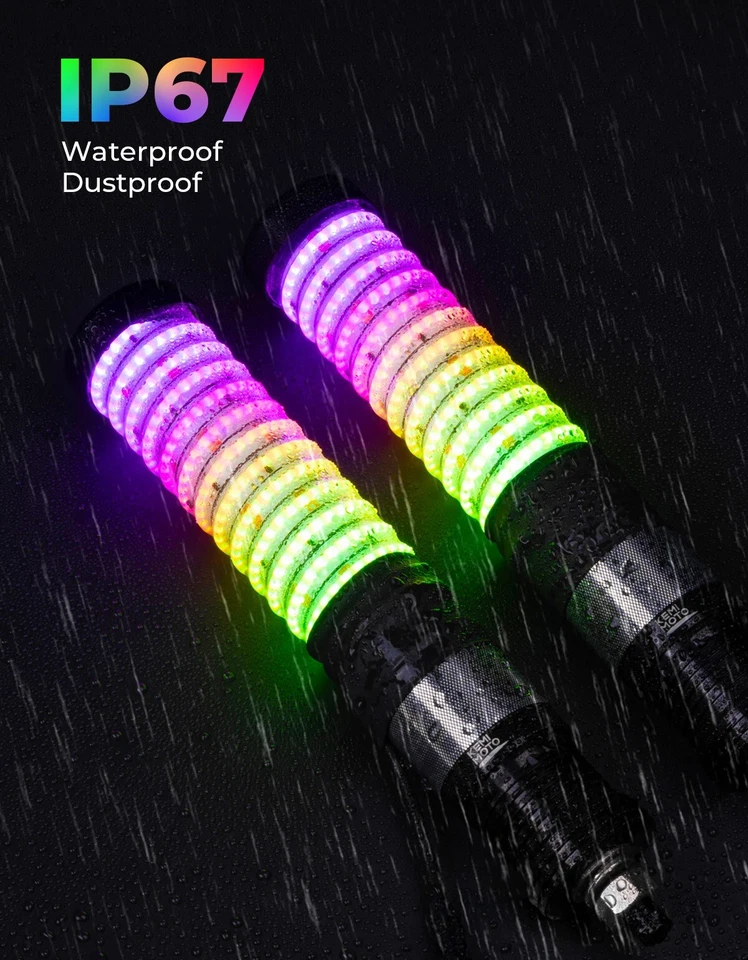 Luces de látigo de grasa COB de 1 ft persecución en espiral iluminadas para RZR X3 Zforce 950 garra 1000 Foto 4 de 4