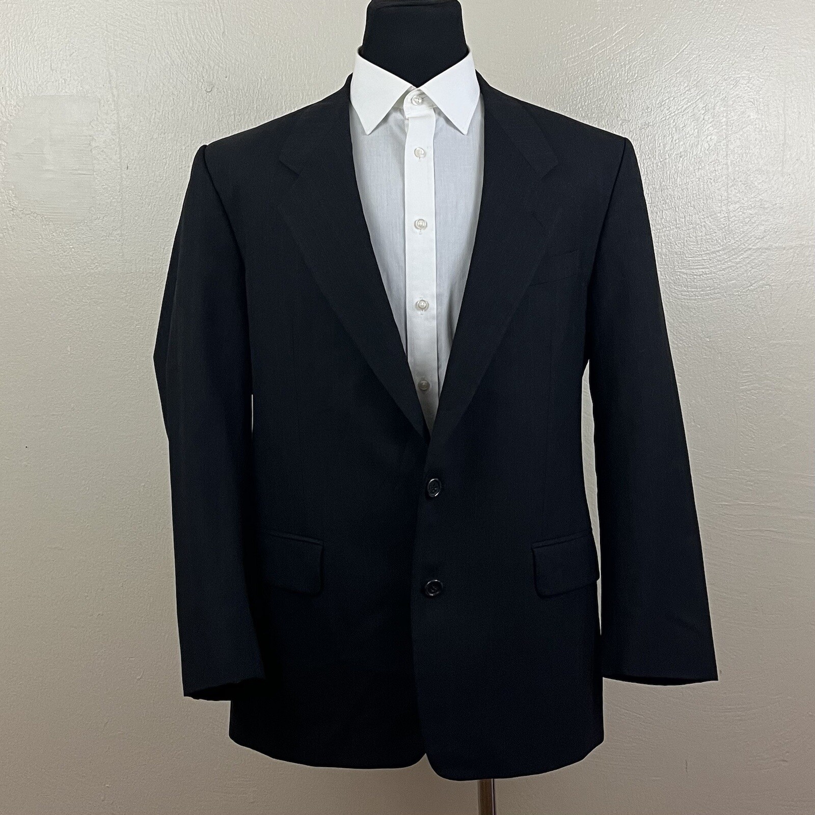 Tuta uomo 2 pezzi Yves Saint Laurent blu gessato 42R 100% lana 2 bottoni 084