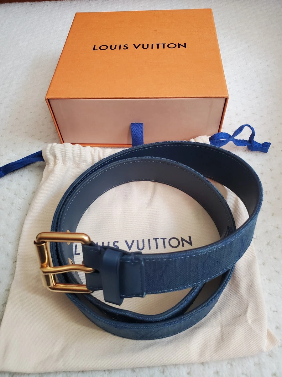 Louis Vuitton Black Leather Initials Belt Size 90CM