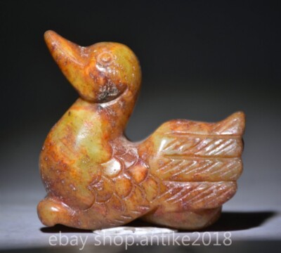 2.2'' Rare Old Chinese Hongshan Culture Jade Carved Fengshui Bird Sculpture