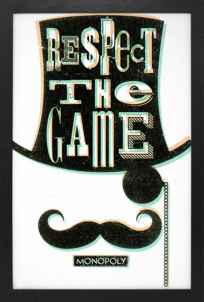 MONOPOLY RESPECT 13x19 FRAMED GELCOAT POSTER BOARD GAMES VINTAGE