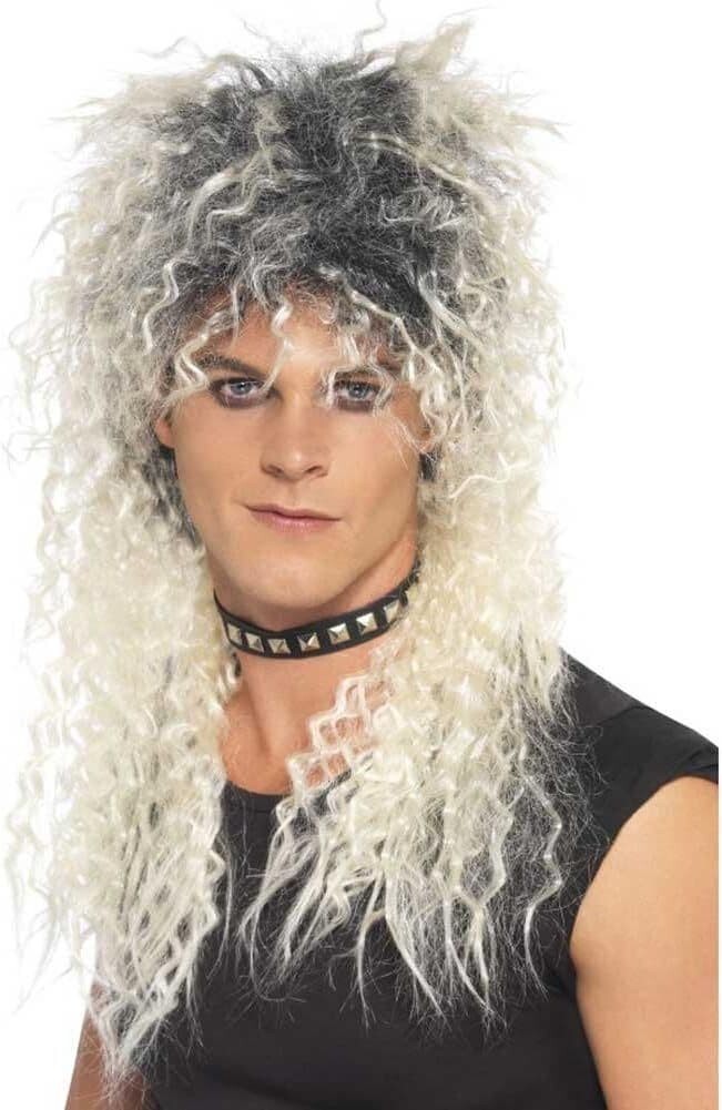 Mens Two Tone Blonde Hard Rocker Wig