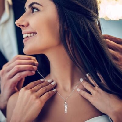 zaxsj Hug Couple Necklace 925 Sterling Silver Hugging