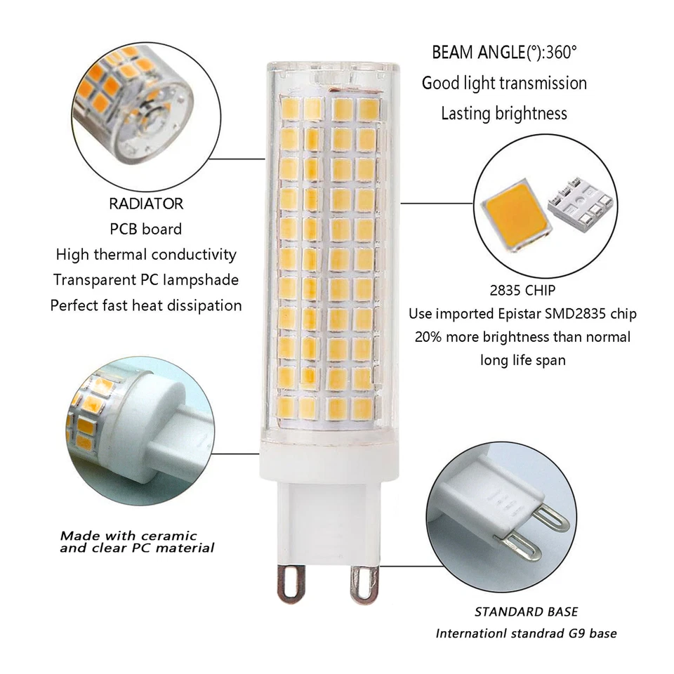 6PCS G9 136-2835 Warm white SMD LED Bulb Chandelier Lamp Ceramics Capsule Light - Image 4 of 4