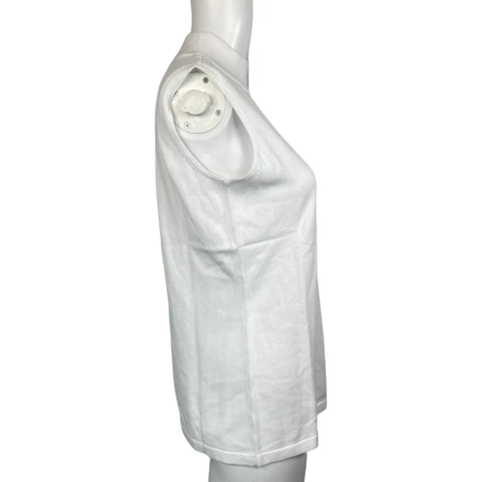 Suéter Joan Rivers para mujer talla S blanco tejido algodón cuello falso camiseta sin mangas Foto 3 de 4
