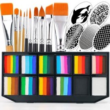 Bowitzki Split Cakes Face Paint Kit Professional Brush Stencils for Halloween