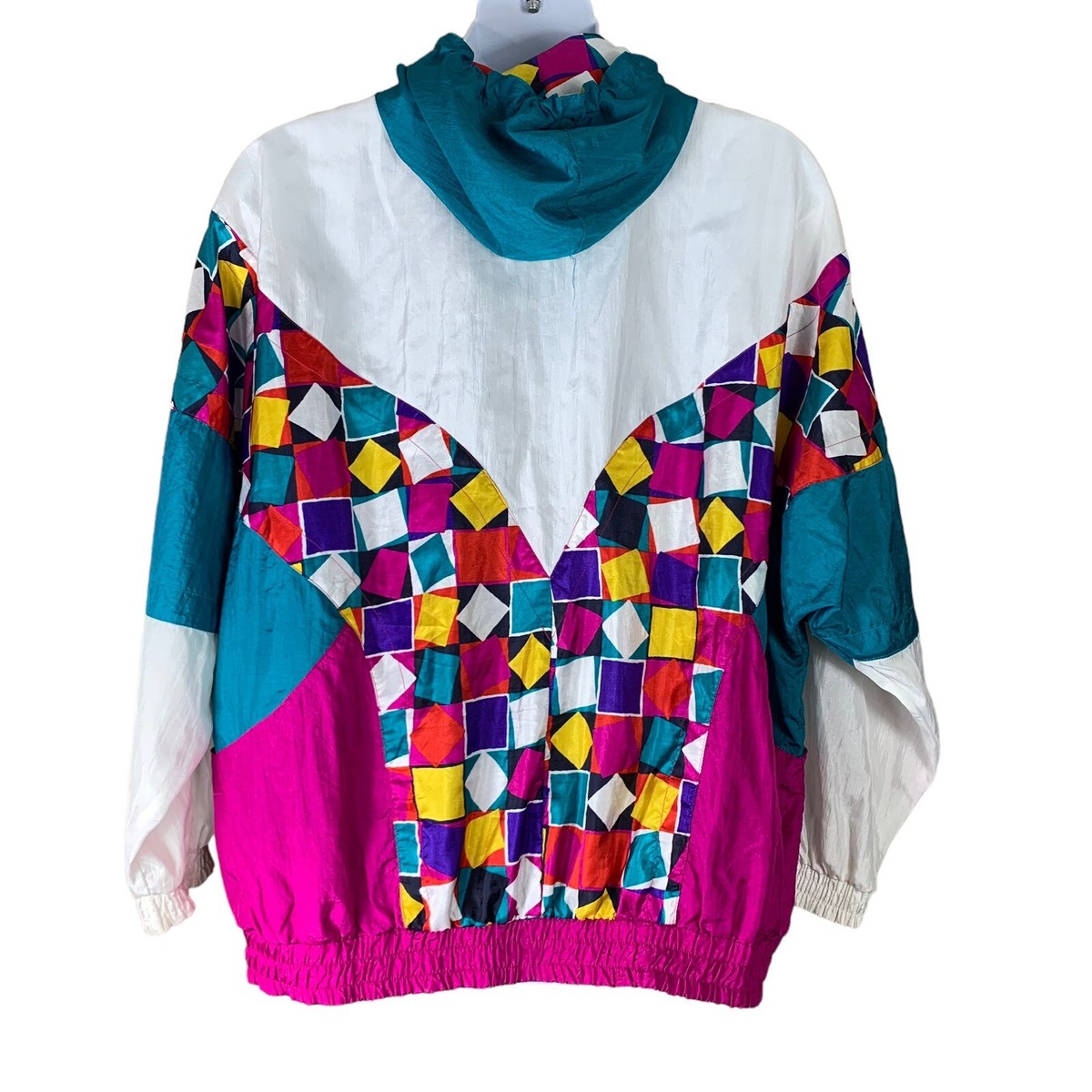Vintage Windbreaker Jacket Size 2X Multicolor Zip Up Pockets