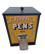 School Pens Coin-Op 1970's Vending Machine 50¢ Key and Pen Holders JRRG