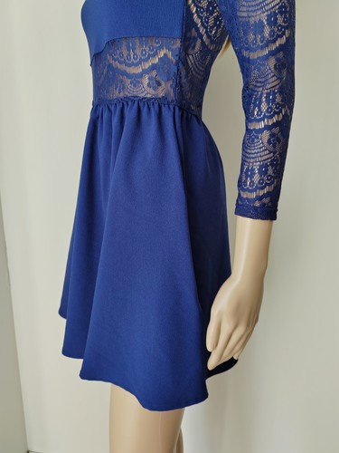 ❤️ Size 8-10 H&M solid navy blue lace any occasion skater fit & flare dress 1267 - Picture 9 of 12