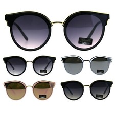 Womens Horn Rim Cat Eye Designer Fashion Round Sunglasses