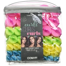 Conair Soft, Bouncy Curls Foam Rollers, Assorted Colors, 48 Pack