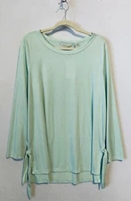 Soft Surroundings Top Womens XL Mint Green Tie The Knot Tunic Jersey Knit Cozy
