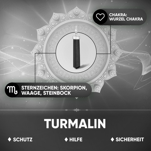 PURAJA Schwarzer Turmalin Anhänger mit 925er Silberöse | Heilstein Kette: Schörl - Bild 9 von 9