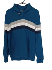 Tommy Hilfiger Sweater Mens XL Cotton Blue Pullover Long Sleeve Cowl Neck