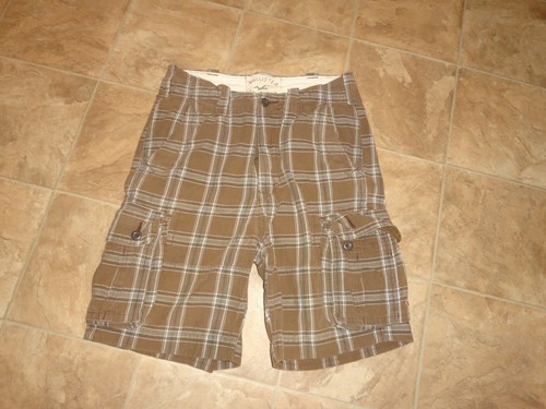 Hollister Brown Plaid Cargo Shorts Size 