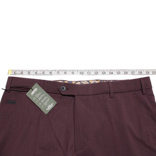Pantalones de vestir Meyer nuevos con etiquetas talla 54 (38 EE. UU.) Bonn en mezcla de lana púrpura liso - Imagen 10 de 14