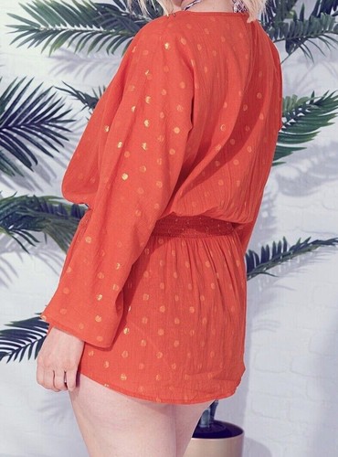 Simply Yours Beach Dress Tunic Orange Gold Size 12 14 Bikini Swimsuit Cover Up - Picture 6 of 12