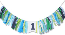 1St Birthday High Chair Banner - First Birthday Party Decorations for Rag Tie Fa