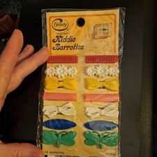 1982 Goody Snap Tight Kiddie Barrettes 14 Count Hair Clips 5515 Pink Butterfly