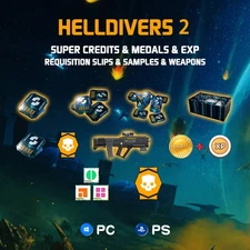 💀Helldivers 2 Items Super Credits & Medals & Requisition Slips& Sample& Weapons