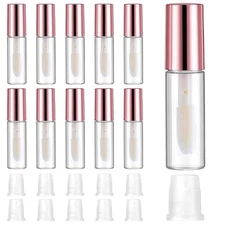 10 Pcs Empty Lip Gloss Tubes, 1.2ml Mini Refillable Lip Balm Bottles with Rubber