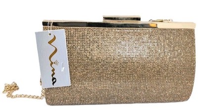 Nina Women's Minaudiere Handbag Winslet Gold Frame Clutch & Crossbody NIB