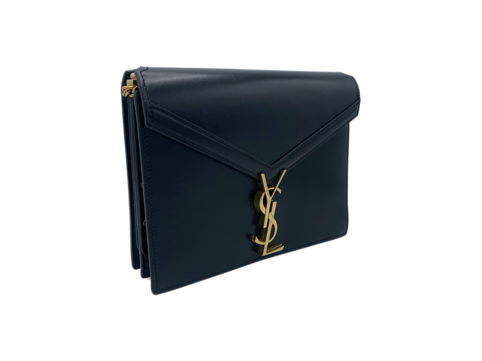 Borsa a tracolla YSL Saint Laurent Cassandre in pelle nera con catena
