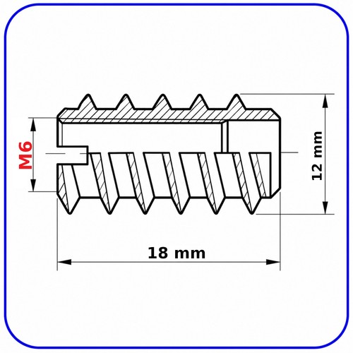 M6 Slotted Threaded Insert Nuts for Wood 10mm 18mm Zinc Plated Furniture Fixing - Afbeelding 3 van 6