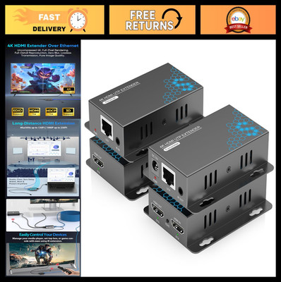 4K HDMI Extender Over Ethernet CAT5/CAT6/CAT7, 230FT, IR, Loop Out, POC, EDID, E