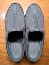 Easy Spirit Women's Grey Leather Slip-On Flat Mules Clogs Comfortable Shoes 9,5
