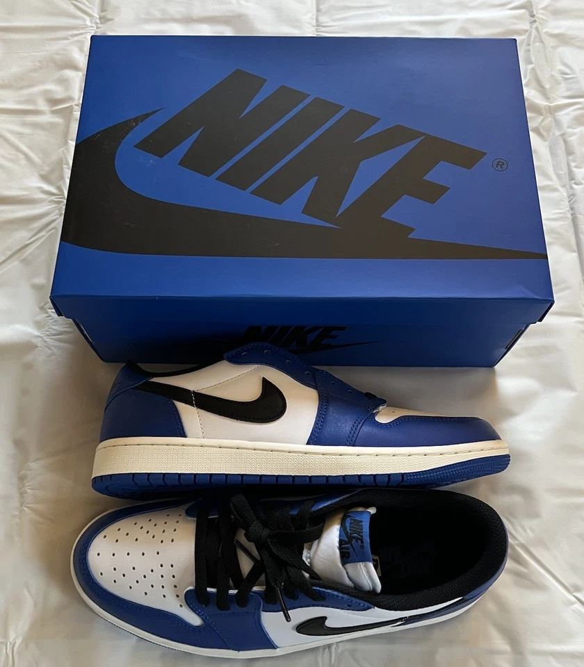 Nike Air Jordan 1 ретро оригинальный низкий (Game Royal) мужской размер 9 кроссовки CZ0790-140 BNIB - Изображение 2 из 4