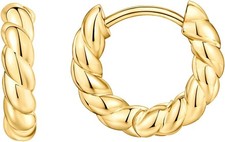 PAVOI 14K Gold Plated 925 Sterling Silver Post Twisted 14mm, Yellow